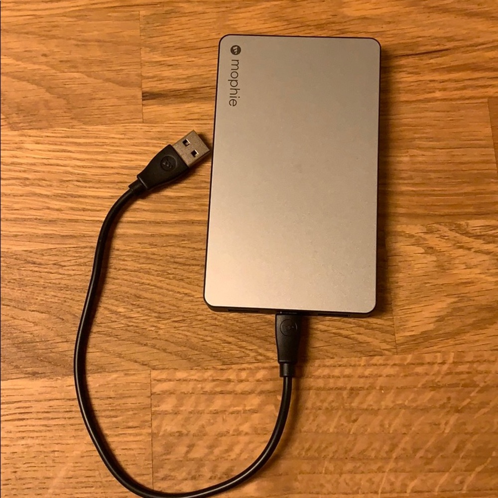 Mophie charging box with charging cable.